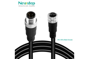 CE/RoHS Compliant M12 4-Pin Male-Female Shielded Extension Cable IP67 Industrial Sensor Connector PUR Jacket Copper Contacts for