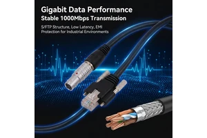 Industrial M12-4P D-Coded RJ-45 Ethernet Connection Cable  8 Gbps 4K Video Stable Base Plate Connection for Industrial Camera