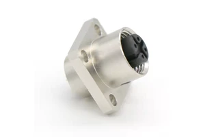M12 Circular Aluminum Panel Installation 4 Pin Straight Female 4-Hole Flange Mount Aviation Connector Receptacles 12V IP67