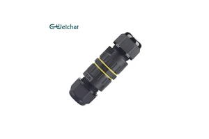E-Weichat M16 3 Pin Electrical Wiring Indoor Outdoor Led Lighting Screw Fixing PA66 IP68 Waterproof Cable Connector