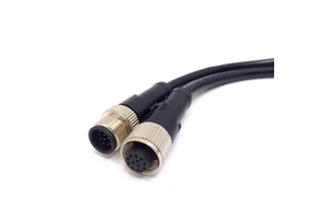 Waterproof Electronic Extension Cable Male Female M12 12Pin M12 Sensor Cable 12 Pin with PVC Black 1M