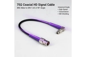 BNC Male to Mini BNC 1.0/2.3 Right Angle HD-SDI Coaxial Jumper Cable for Machine Vision