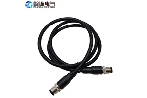 M12 IP67 Waterproof Sensor Cable 4-Pin Male/Female D Code Double-Ended Straight Molding Connector Screw Locking for Power/LED