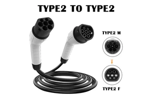 Type2 to Type2 EV Charging Cable, 3 Phase 32A 22kW Electric Vehicle Charging Cable, IP54 Waterproof
