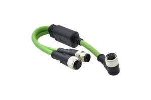 M12 Code 8-Pin Copper Y-Connector IP67 Waterproof Male-Female 3-Way Splitter