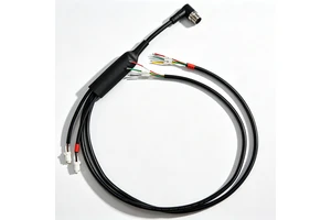90 Degree M12 12Pin Male Cable Y Splitter Wire Harness Open End & JST Terminal Custom Cable Assembly Industrial Sensor Cable