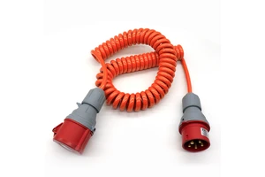 High Quality CEE Coiled Extension Lead Cable 16a 32a 63a H07BQ-F Spiral Power Cord Cable for Construction Site