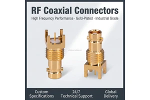 Panel Mount BNC HD Coaxial Connector RF Assemblies 75 Ohms Solder Through Hole Receptacle