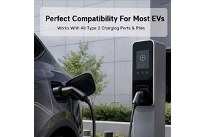 EV Charging Cable Type 2 to Type 2 22kW Spiral 32A IEC 61851, Space-Saving TPU Wholesale for 4S Auto Shops