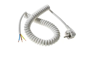 Good Quality 3x0.75mm2 3PIN H05BQ-F Coiled White Cable European Spiral Extension Cord Power Cord PUR Flexible Electric Wire