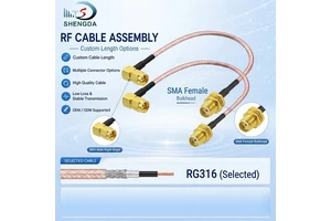Custom RF Cable Assembly SMA Female To SMA Male Right Angle Connectors RG316 Low Loss Coaxial Jumper Cable