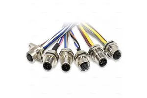 OEM M12 Circular Connector 4 5 6 7 8 Pin Layered Panel Waterproof Male Female Sensor Connector