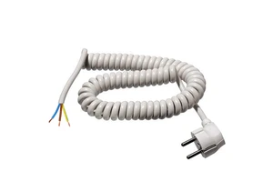 15 Amp Replacement Coiled Power Cord 10 ft with Open End 3 Prong to 3 Wire 12 AWG Black Extension Cord 12/3 SJT Spiral Cable