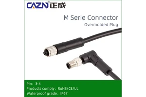M5 Connector IP67 Shielded Moulded Plug Cable Leads PVC PUR 3 4 Pins Straight Angled Robotic Sensor Wiring Connectors
