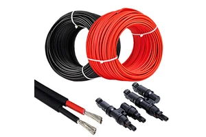 Pair of 1m to 25m Solar Cable 6mm2 Tuv 2 Pfg 1169 Solar Cables Red and Black PV1-F Xlpe Solar Charger Cable with Connectors