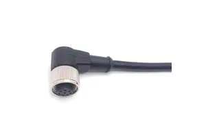 IP67 Waterproof 8 Contact M12 Sensor Cables Angled M12 8 Pin Female PVC Black 3M Length Connectors