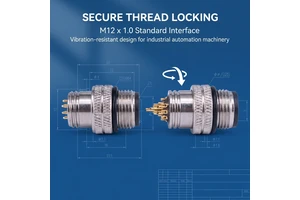 M12 Waterproof Circular Connector Shielded IP67 for Sensors Automation Equipment