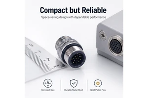 M12 Series 17-Core Industrial Waterproof Connector Aviation Plug Female Head Injection Molding with Copper Contact IP67 Standard