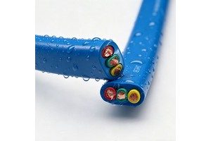 JHSB Flat Submersible Pump Cable 3x4/6/8AWG With Ground 1x8/10AWG Blue PUR Waterproof Power Wire for Deep Well Borehole Pump