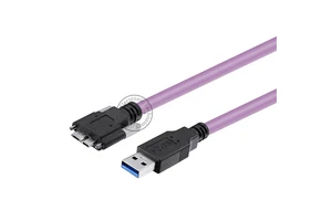 High Flex Micro B Male to USB 3.0 a Type Data Cable Screw Lock PVC Insulation for Machine Vision for Electronic Applications