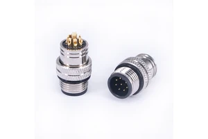M12 Male Waterproof 8-Pin Circular Connector 8-Pin Rubber-Coated Plug Brass Contact Material for Wire Connections