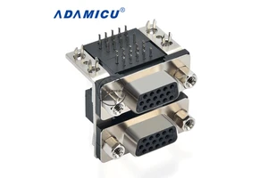 90-Degree Curved Needle Male Connector Black DR9T 9Pin RS232 Serial Port Copper Contact 2A IP66 for PCB Application