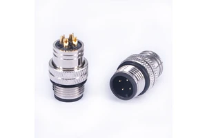 M12 Aviation Plug Front Mounting Male Connector with 3 4 5 6 17 Poles Sensor Connectors a B C D Coding Welded Type