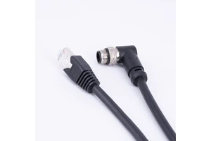 For M12 Custom Factory Processed Industrial Camera Connectors Right Angle 10A Rated Line I/O Power 2P Copper Wire Connections