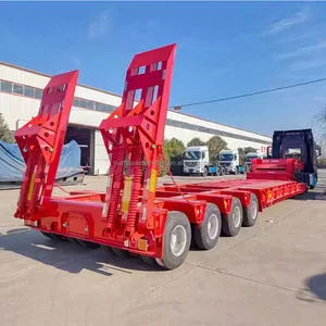 Factory Direct 3 Axles 4 Axles 50ton 60ton Heavy Duty 80 Ton Hydraulic Gooseneck Lowboy Lowbed Trailer For Sale