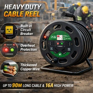 High Quality 20m Stainless Steel Cable Reel Lead Extension Wire Rope Industrial Use Various Plug Copper Conductor