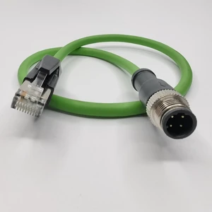 M12 4 Pin D Code Male RJ45 Plug Industrial Profinet EtherCAT Ethernet Cable Assembly IP67 Waterproof Braided Wire Harness