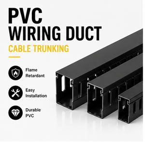 UL94 V-0 Flame Retardant Black PVC Slotted Wiring Duct Custom Fireproof Cable Raceway