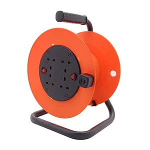 13A 25/50M 4-Gang BS UK British Extension Cord Lead Cable Reel With Heavy Duty H05VV-F 3*1.0/1.25MM Cable