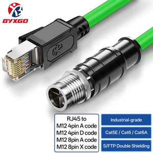High Flex Industrial Cable RJ45 to M12 A D X Code Connector Sensor EMI Shielding Cable for Industrial Automation