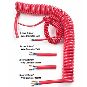 2-core 3-core Red H05BQ-F H07BQ-F PU Spiral Cable Spring Cable Electrical Extension Cord Coiled Wire Overhead