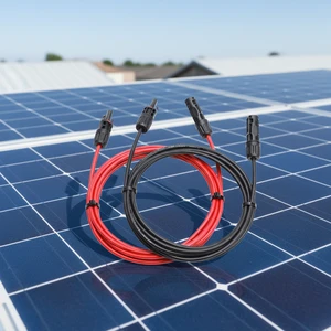 Black Red Solar Cable Tie with Connectors 12AWG/4mm2 3m DC-DC Solar Pv Extension Cables for PV System