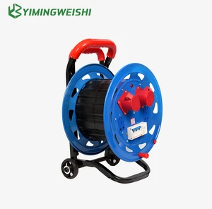 Custom Portable Industrial Cable Reel 25m Extension Cord with 13A Plug NEMA Female End IP65 4 Outlets PVC Material