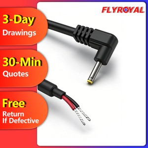Custom L-Shape Angle DC Male To Open Power Cable DC Plug 35135mm 5521 5525 Barre Jack Male Audio & Video DC Cables