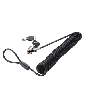 HeyShow Universal Spiral Steel Wire Laptop Lock Coil Computer Security Cable Notebook Anti Theft Rope Spring Cord Black With Key