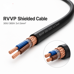 RVVP Copper Braided Shielded Control Cable 2 Core 1.5mm² 300/300V PVC Flexible Signal Cable for Industrial Automation