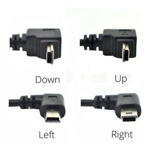 90 Degree Left Angle Mini USB Cable USB 2.0 Type A To Mini B Cable Male Charging Cord