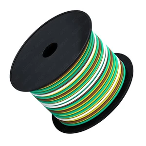 Customized 4PIN PVC Insulation 4 Core Trailer Head Flat Cable 14awg Copper Conductor Green Yellow Brown White Wiring Harness