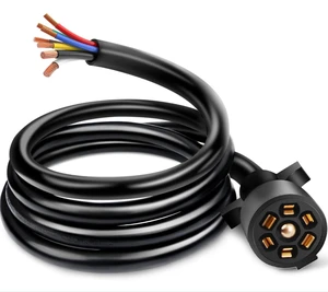 7 way Wire Harness Heavy Duty 8ft Trailer Cable for Camper, Weatherproof Gooseneck Hitch Extender