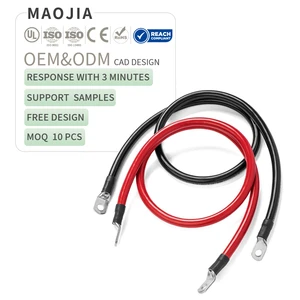 5 AWG 30 cm Black and Red 2pcs Battery Cable 16 mm 2 Copper Cable with Nickel-plated Terminal Ring Eyelets Car Battery Cable