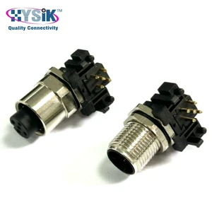 M12 5 Position A-Coded Right Angle Bend Pin PCB Panel Male Female Connector for Servo Motor Control Modules