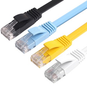 Flat Cat6 Ethernet Cable High Speed Gigabit Network Patch Cord Slim RJ45 LAN Wire Pure Copper Soft Flex PVC Jacket For Carpet