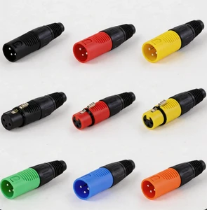 Multi-Color 3P XLR Cable Connector, Plastic Housing Balanced Mic Plug for Stage Audio