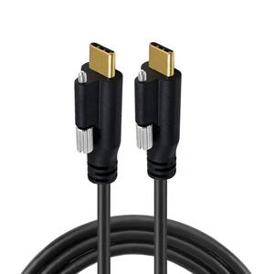 USB 3.1 Type-C with Panel Mount Screw to USB3.1 Data Cable Pd Charging Cables with Locking Connector for Camera 2M