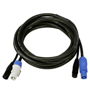 Professional 2-in-1 Power and Signal Hybrid Cable 3-Pin XLR to Locking Power Plug Combo Cord for Stage Lighting and Audio