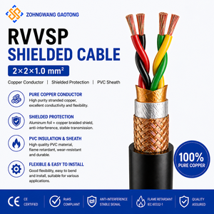 RVVSP Oxygen-Free Copper PVC Stranded Twisted Pair Shielded Flexible Cable 2-6 Core 0.5-2.5mm 300V Building Signal Wiring